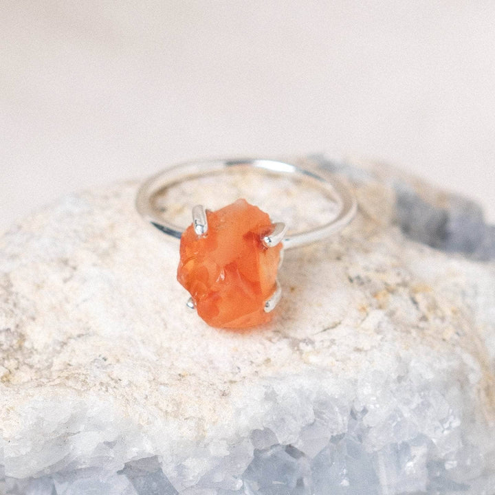 Carnelian Raw Freeform Gold or Silver Ring