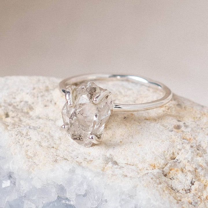 Clear Quartz Raw Freeform Gold or Silver Ring