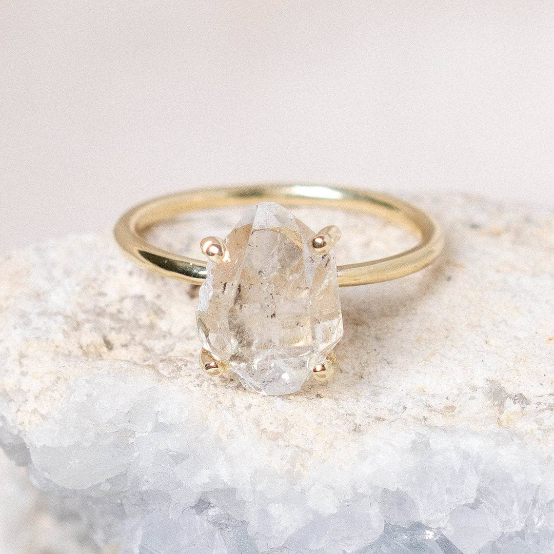 Clear Quartz Raw Freeform Gold or Silver Ring