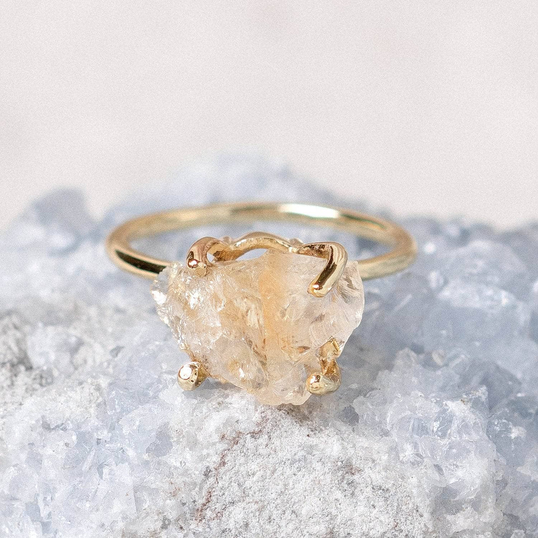 Citrine Raw Freeform Gold or Silver Ring