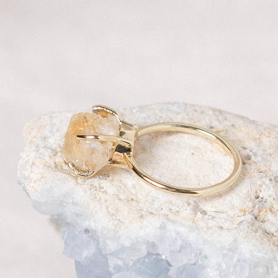 Citrine Raw Freeform Gold or Silver Ring