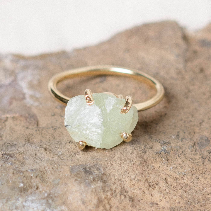 Prehnite Raw Freeform Gold or Silver Ring