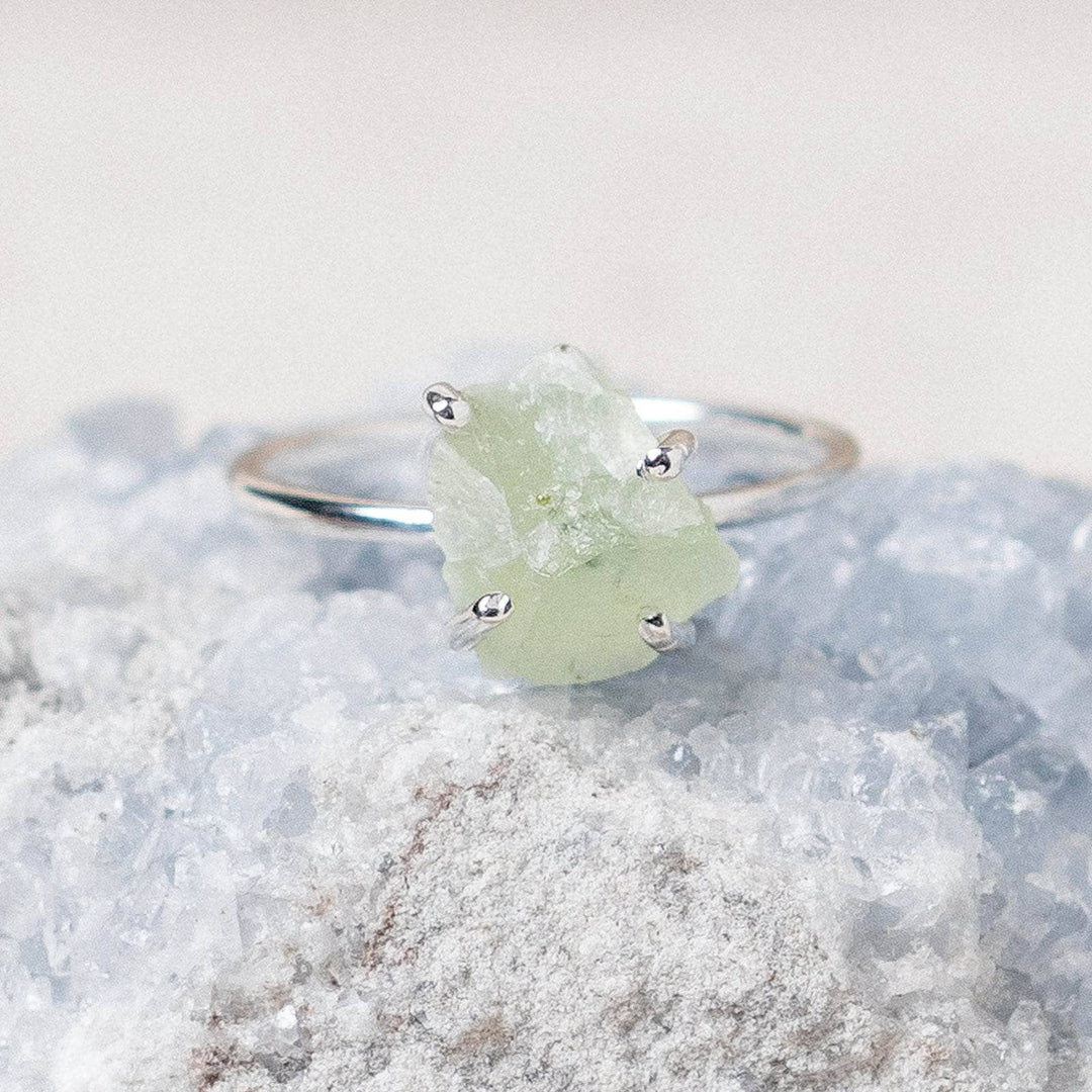 Prehnite Raw Freeform Gold or Silver Ring