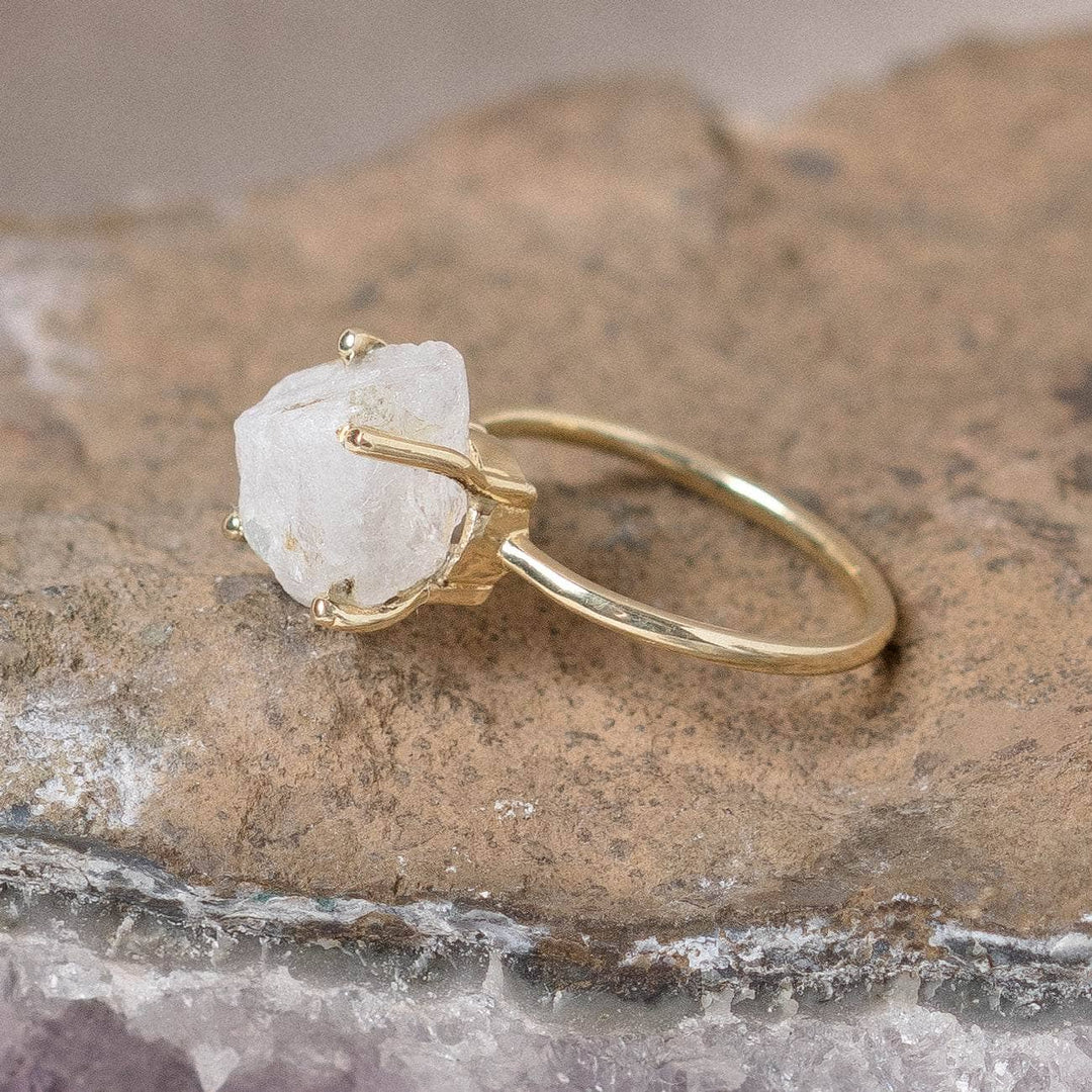 Rainbow Moonstone Raw Freeform Gold or Silver Ring