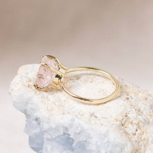 Rose Quartz Raw Freeform Gold or Silver Ring