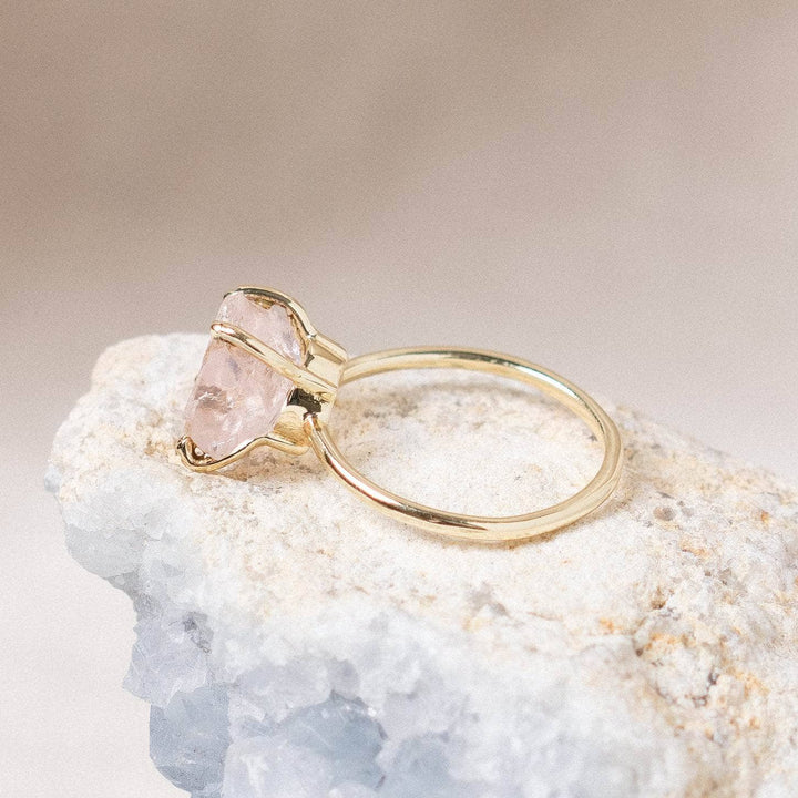 Rose Quartz Raw Freeform Gold or Silver Ring