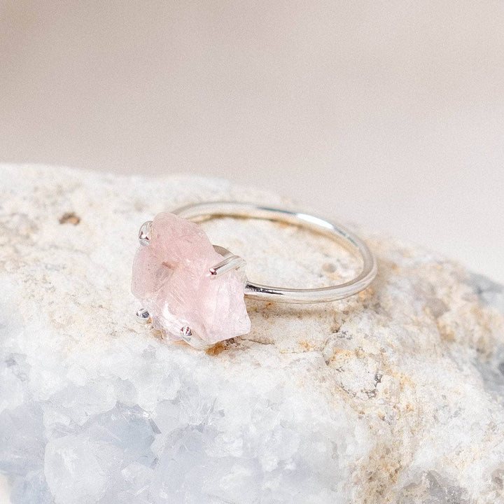 Rose Quartz Raw Freeform Gold or Silver Ring