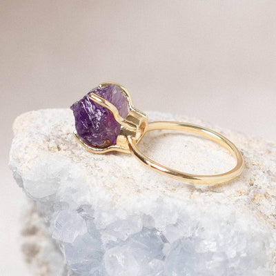 Amethyst Raw Freeform Gold or Silver Ring