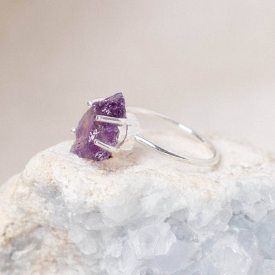 Amethyst Raw Freeform Gold or Silver Ring