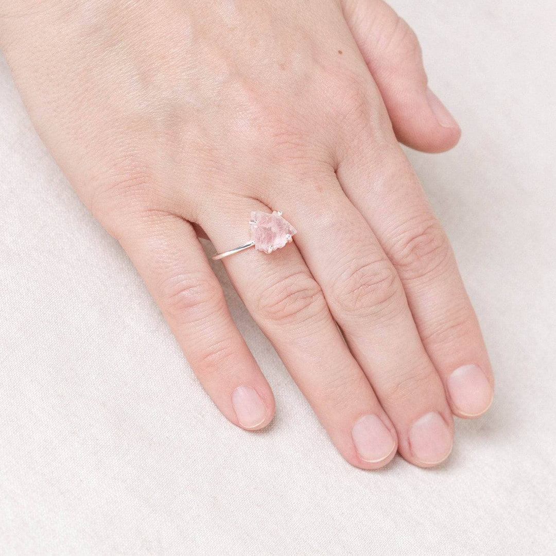 Rose Quartz Raw Freeform Gold or Silver Ring