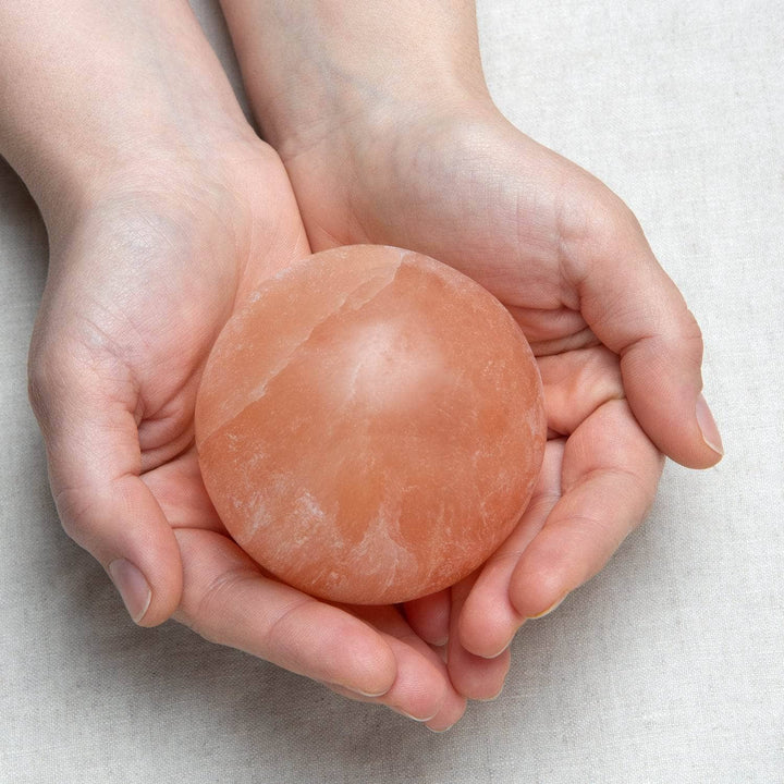 Peach Selenite Sphere with Tripod