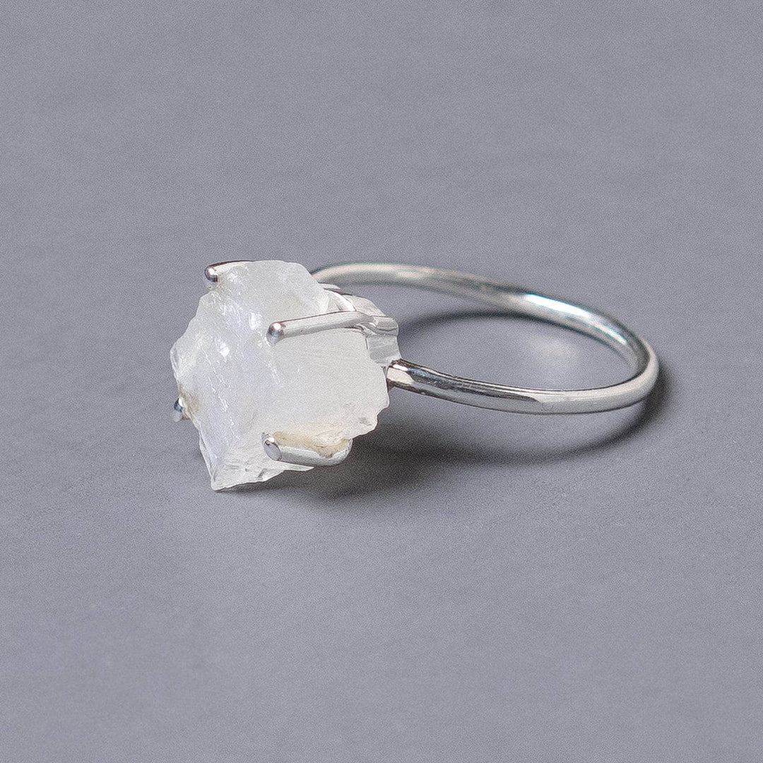 Rainbow Moonstone Raw Freeform Gold or Silver Ring