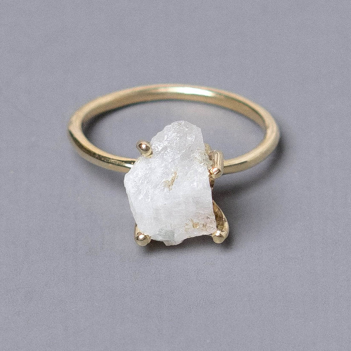 Rainbow Moonstone Raw Freeform Gold or Silver Ring