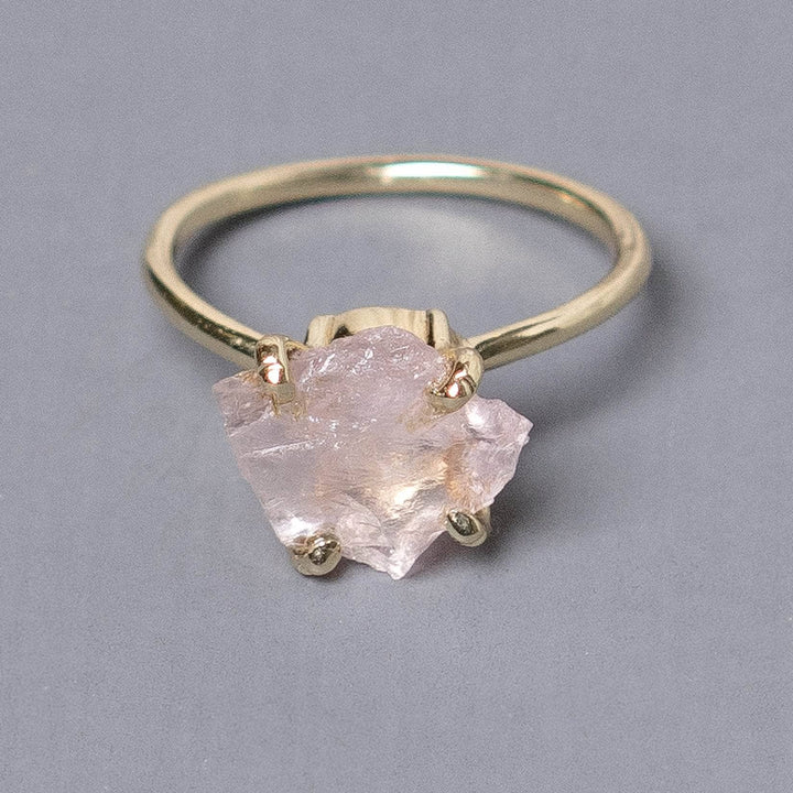 Rose Quartz Raw Freeform Gold or Silver Ring