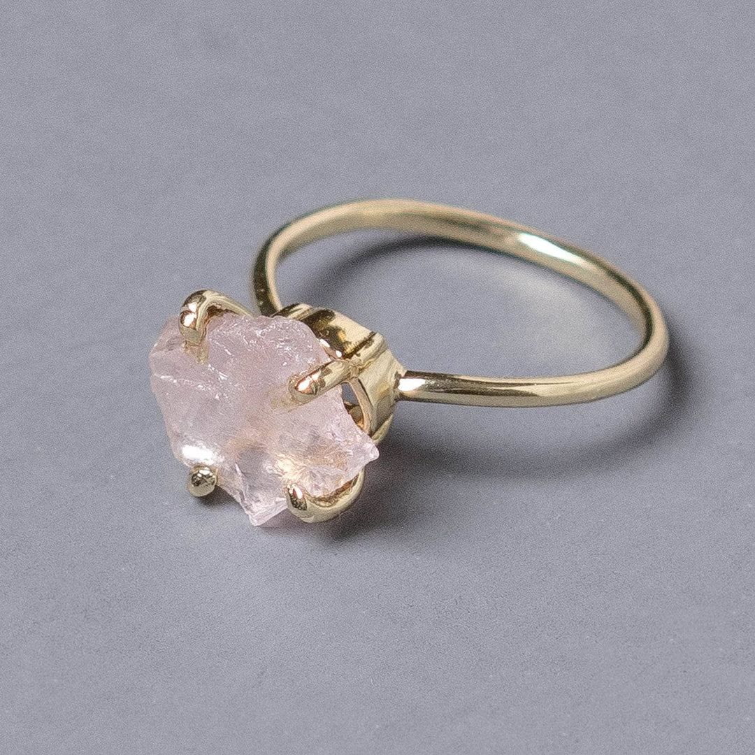 Rose Quartz Raw Freeform Gold or Silver Ring