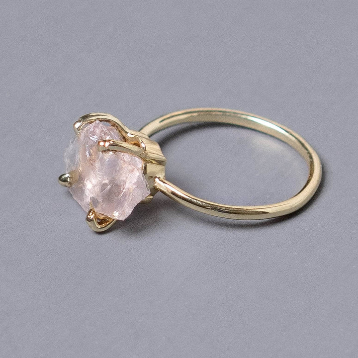 Rose Quartz Raw Freeform Gold or Silver Ring