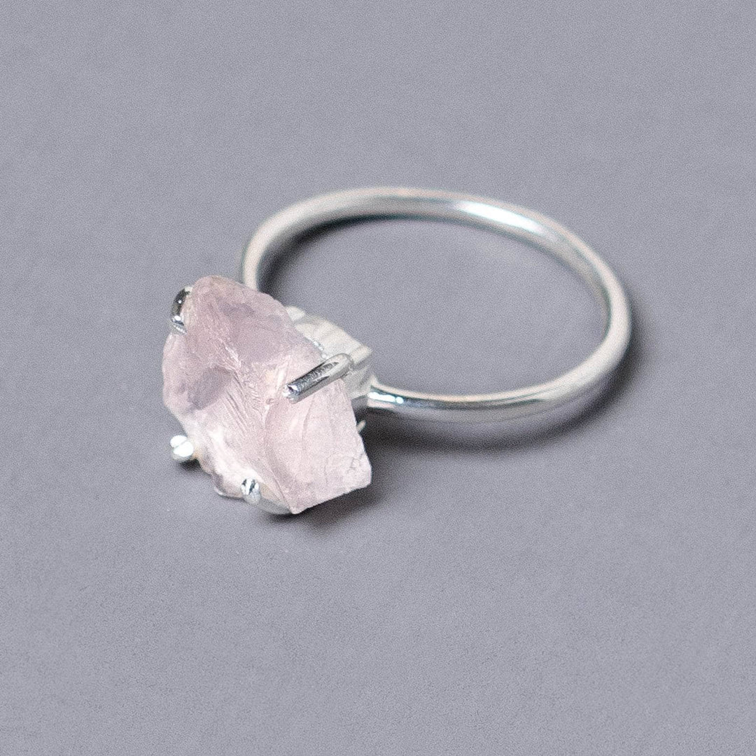 Rose Quartz Raw Freeform Gold or Silver Ring