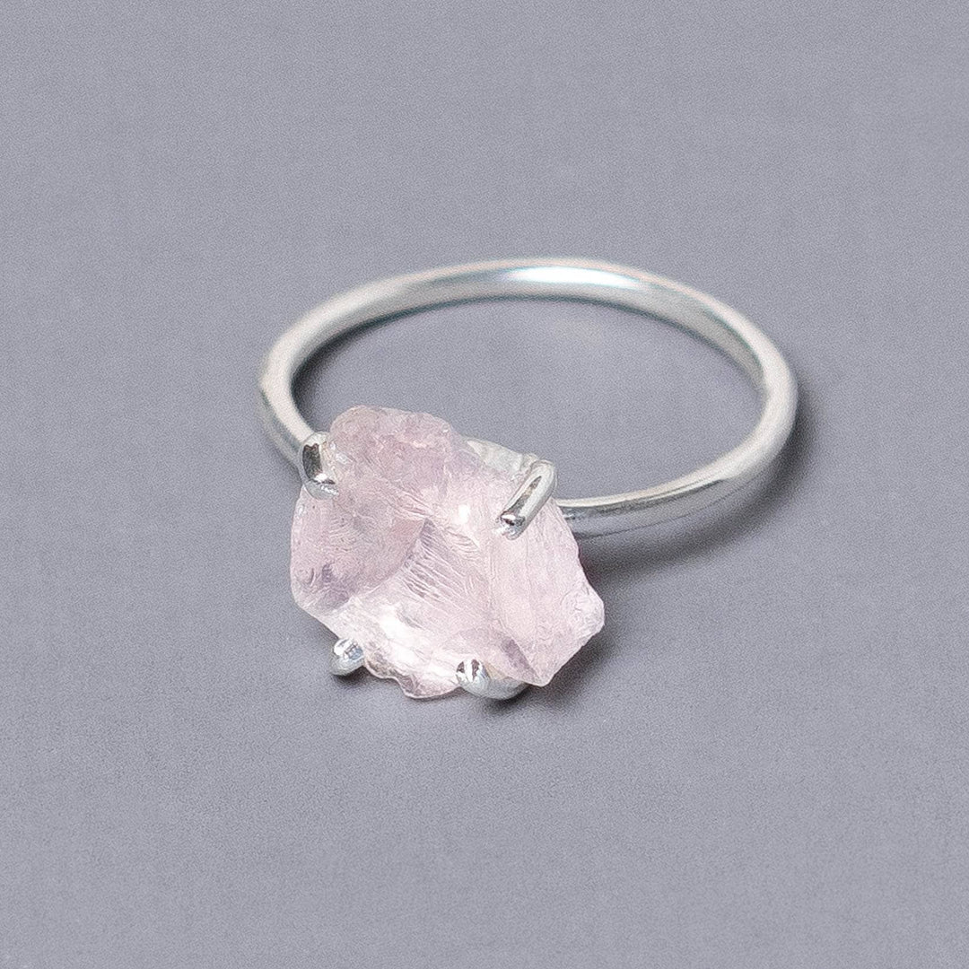 Rose Quartz Raw Freeform Gold or Silver Ring