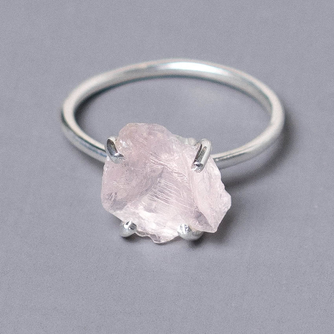 Rose Quartz Raw Freeform Gold or Silver Ring