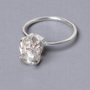 Clear Quartz Raw Freeform Gold or Silver Ring