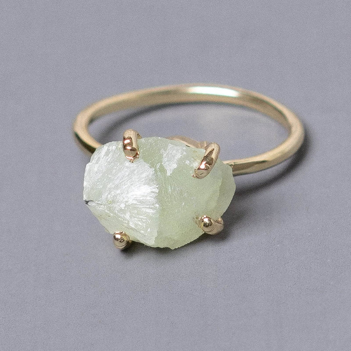 Prehnite Raw Freeform Gold or Silver Ring