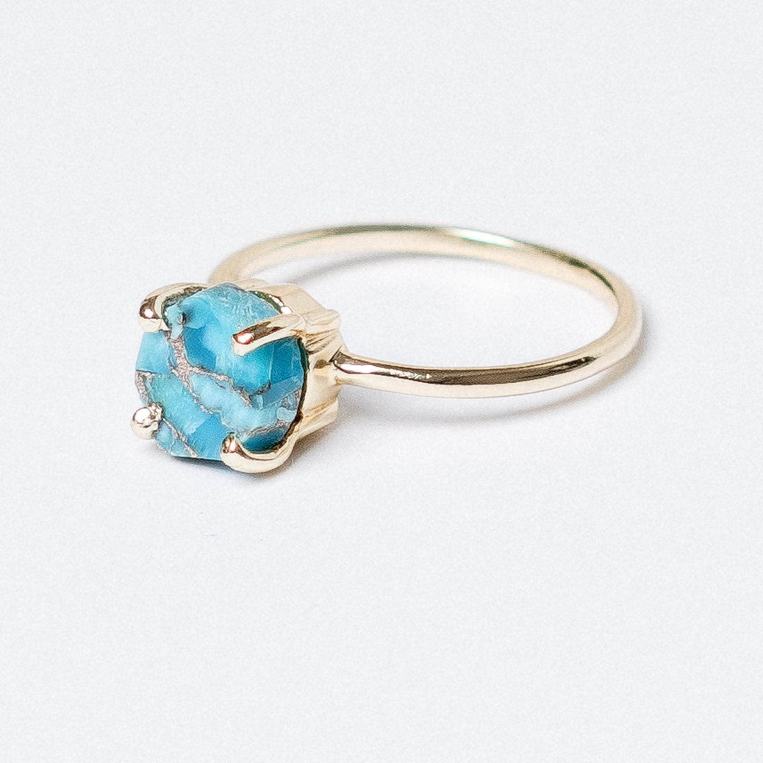 Natural Turquoise Raw Freeform Gold or Silver Ring