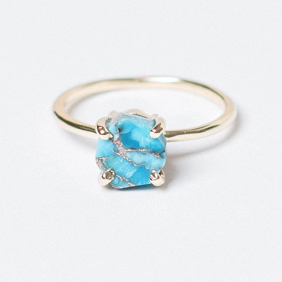 Natural Turquoise Raw Freeform Gold or Silver Ring