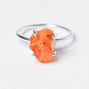 Carnelian Raw Freeform Gold or Silver Ring