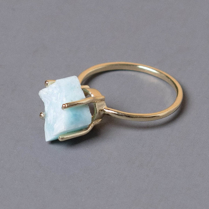 Rare Genuine Larimar Raw Freeform Gold or Silver Ring