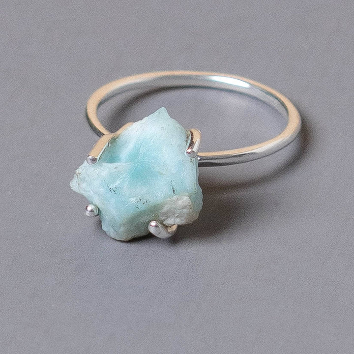 Rare Genuine Larimar Raw Freeform Gold or Silver Ring