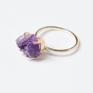 Amethyst Raw Freeform Gold or Silver Ring
