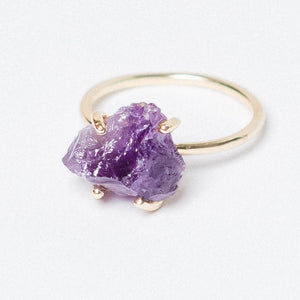 Amethyst Raw Freeform Gold or Silver Ring