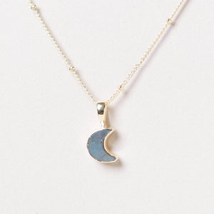 Crescent Moon Raw Gemstone Necklace