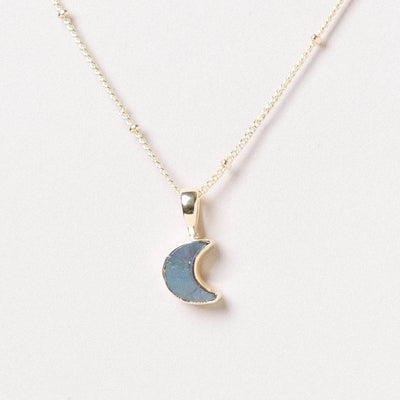 Crescent Moon Raw Gemstone Necklace