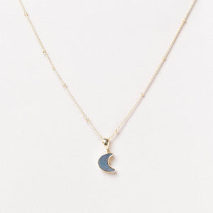 Crescent Moon Raw Gemstone Necklace