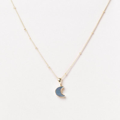 Crescent Moon Raw Gemstone Necklace