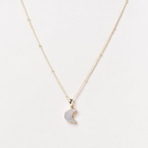Crescent Moon Raw Gemstone Necklace