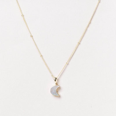 Crescent Moon Raw Gemstone Necklace