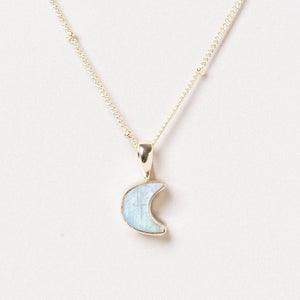 Crescent Moon Raw Gemstone Necklace