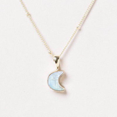 Crescent Moon Raw Gemstone Necklace