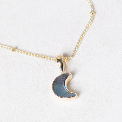 Crescent Moon Raw Gemstone Necklace