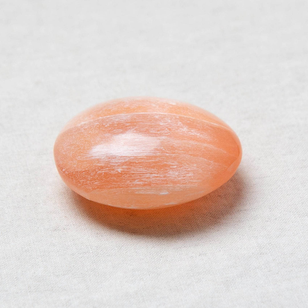 Peach Selenite Palm Stone