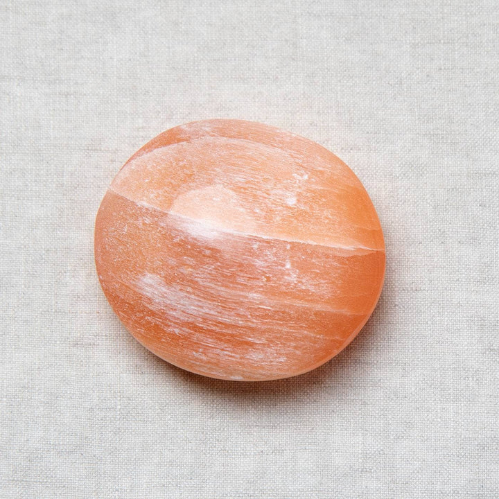 Peach Selenite Palm Stone