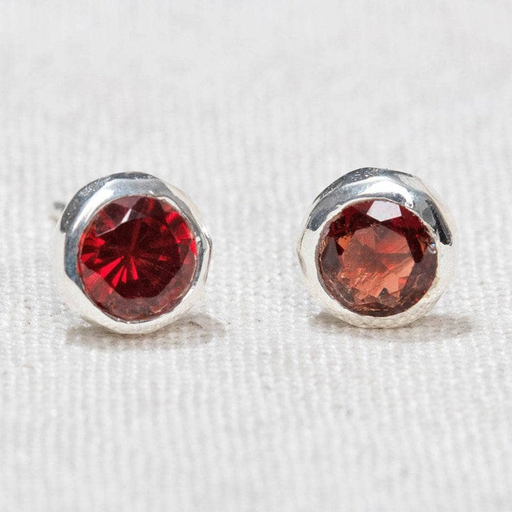 Garnet Silver or Gold Stud Earrings