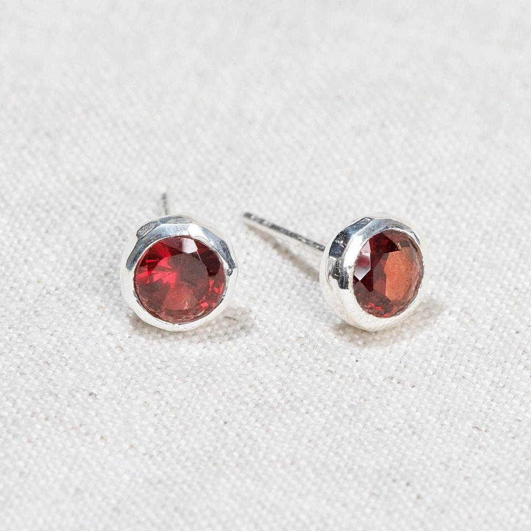 Garnet Silver or Gold Stud Earrings