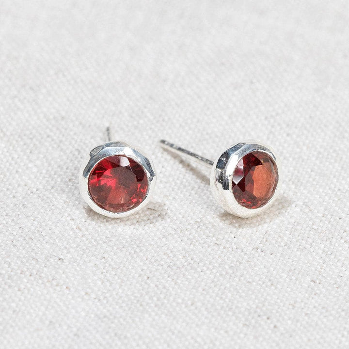 Garnet Silver or Gold Stud Earrings