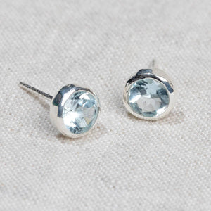 Blue Topaz Silver or Gold Stud Earrings