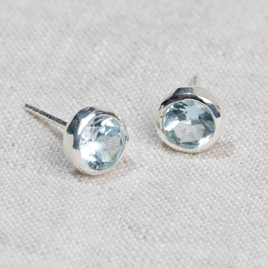 Blue Topaz Silver or Gold Stud Earrings