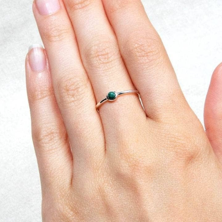 Genuine Malachite Silver, Gold or Rose Gold Ring