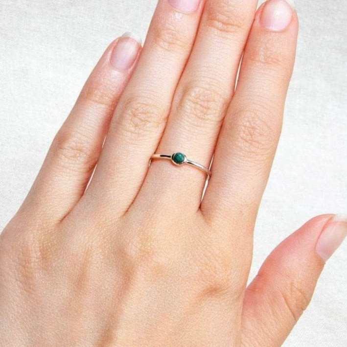 Genuine Malachite Silver, Gold or Rose Gold Ring